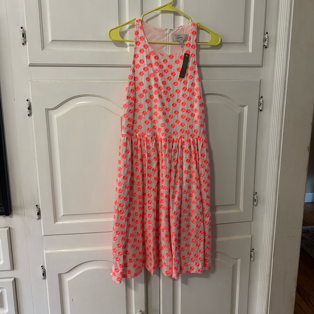 J. Crew Pink and Orange Floral Casual Dress